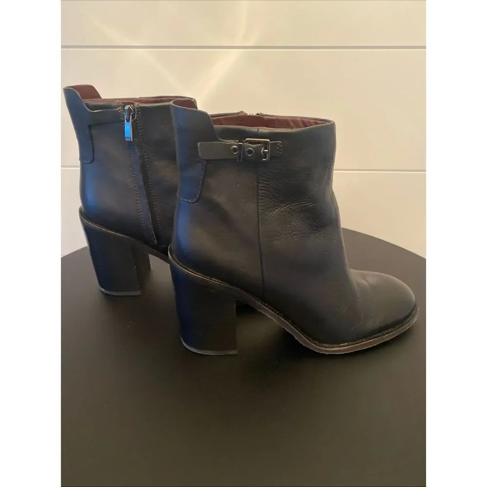 Franco Sarto Women's Rivet Leather Ankle Boot Black Size 10